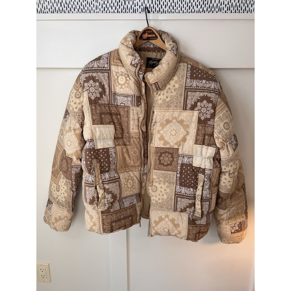 Maison Article Paisley Patchwork Puffer Jacket Br… - image 1